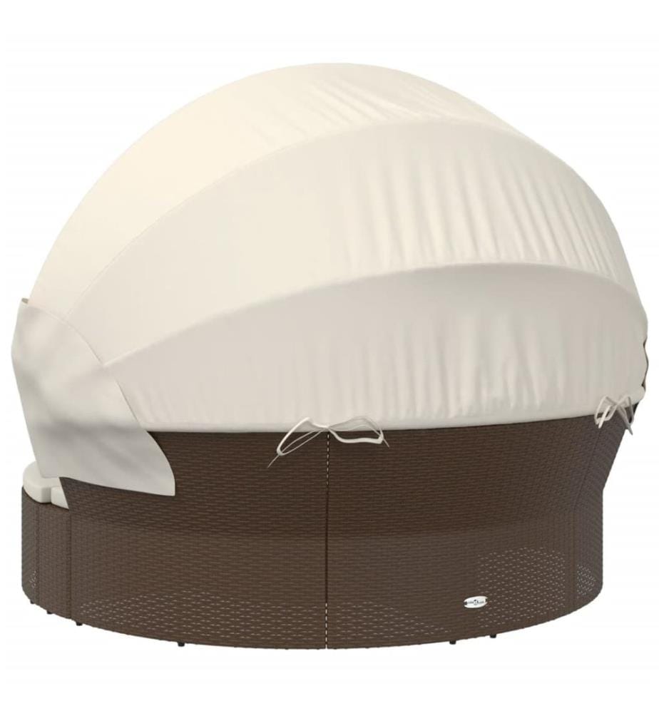Sonneninsel mit Dach und Kissen Braun Poly Rattan