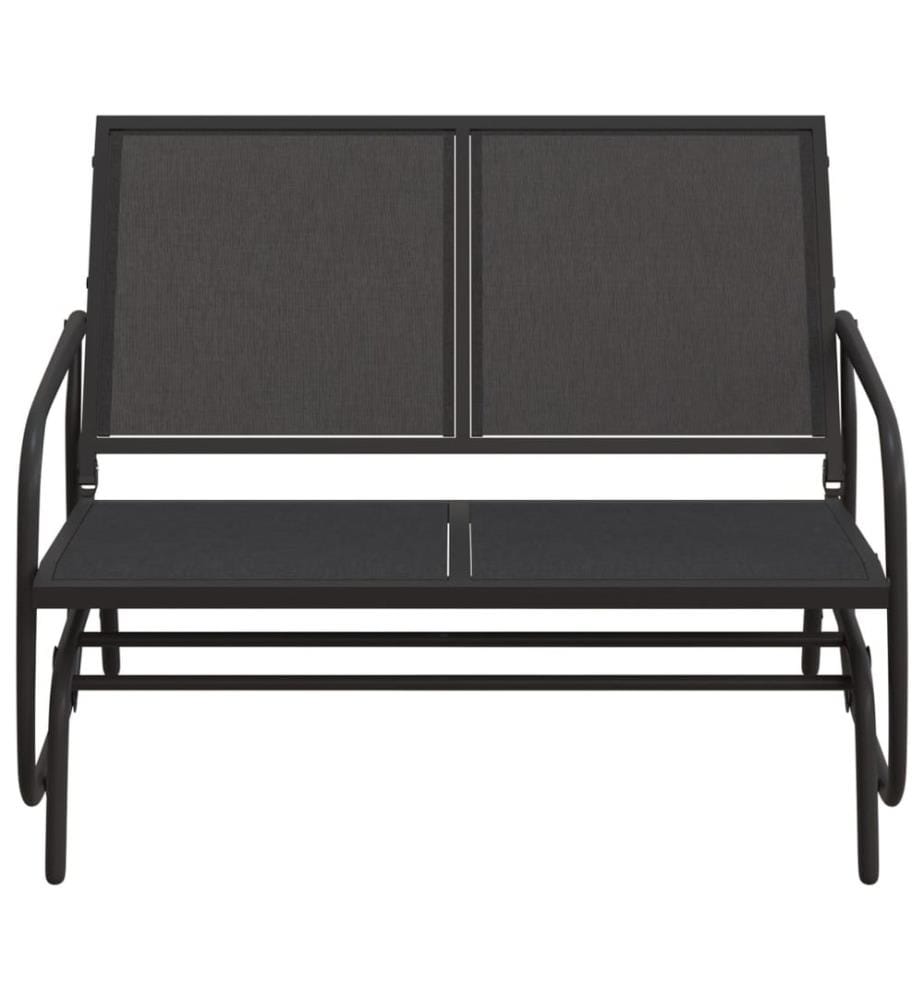 Banc oscillant de jardin noir 120,5x76x86,5 cm textilène/acier