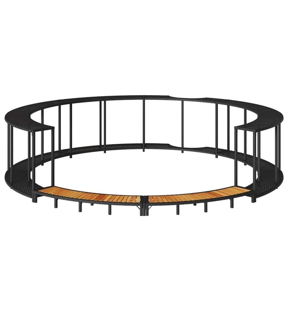 Whirlpool-Umrandung mit Stauraum Holztreppe Schwarz Poly Rattan