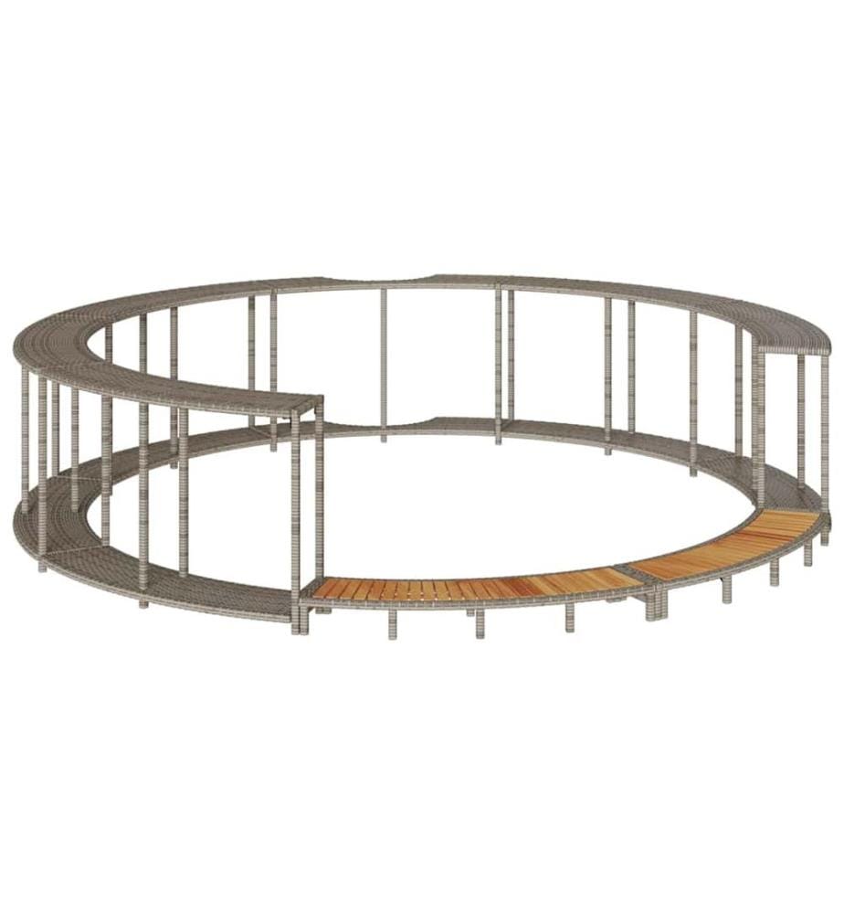 Whirlpool-Umrandung mit Stauraum Holztreppe Grau Poly Rattan