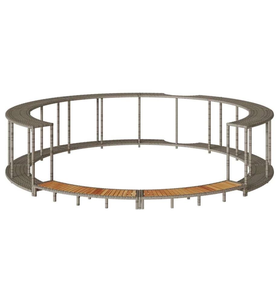 Whirlpool-Umrandung mit Stauraum Holztreppe Grau Poly Rattan