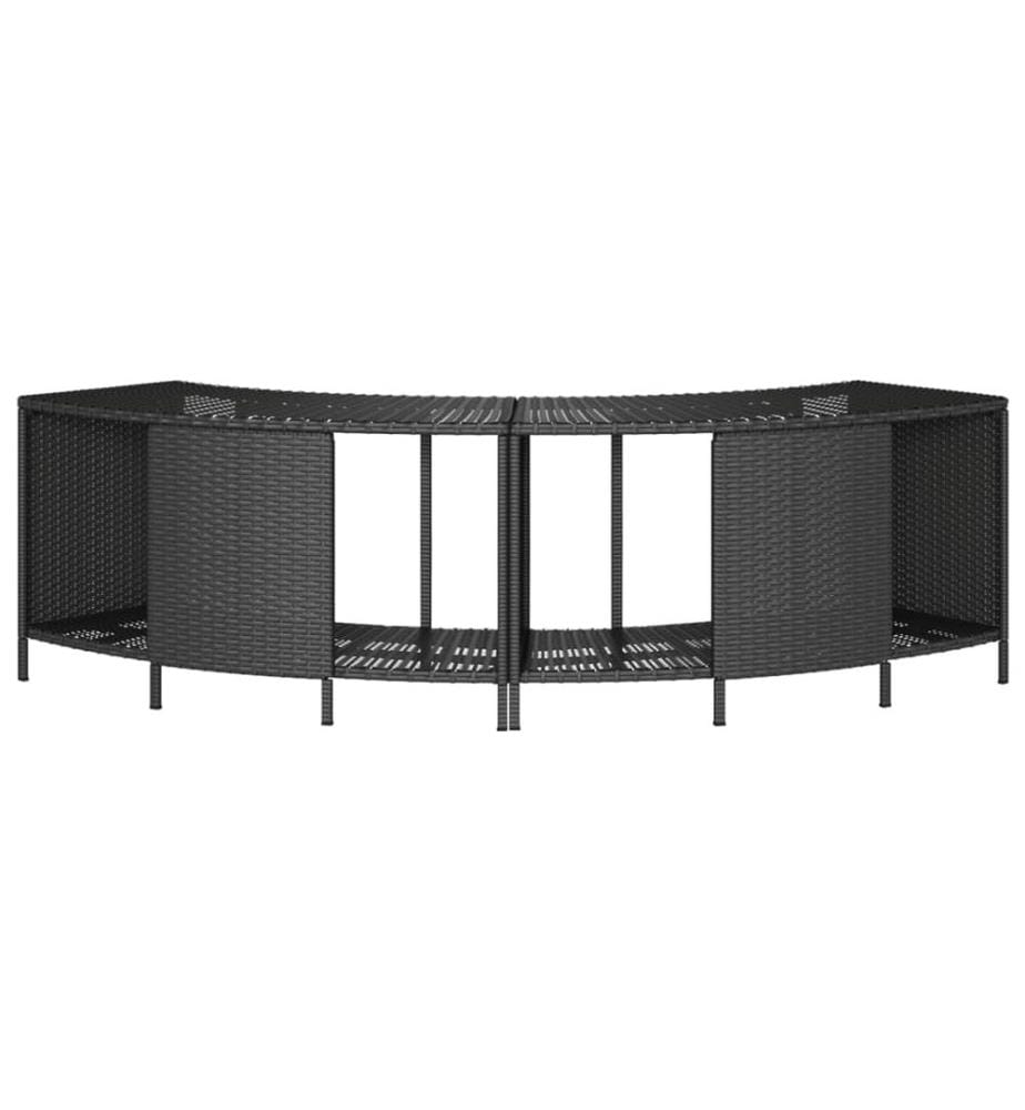 Outdoor-Regale für Whirlpool 2 Stk. Schwarz Poly Rattan