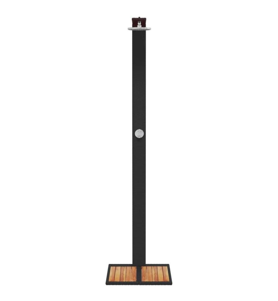 Gartendusche Schwarz 50x55x224 cm Poly Rattan und Akazienholz