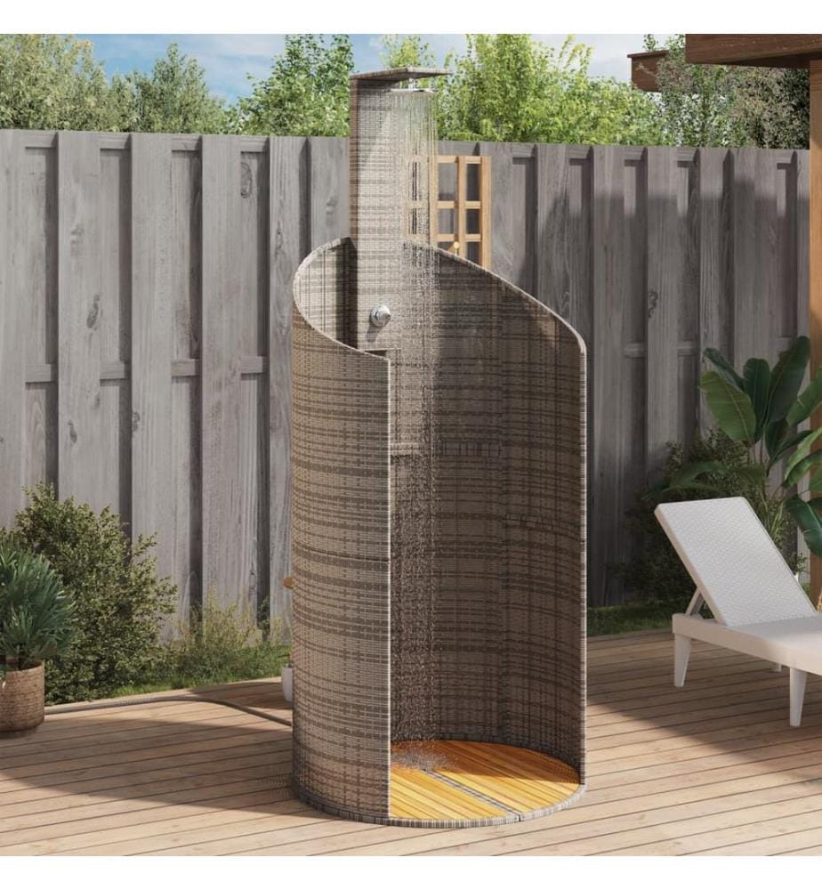 Gartendusche Grau 100x100x241,5 cm Poly Rattan Akazienholz