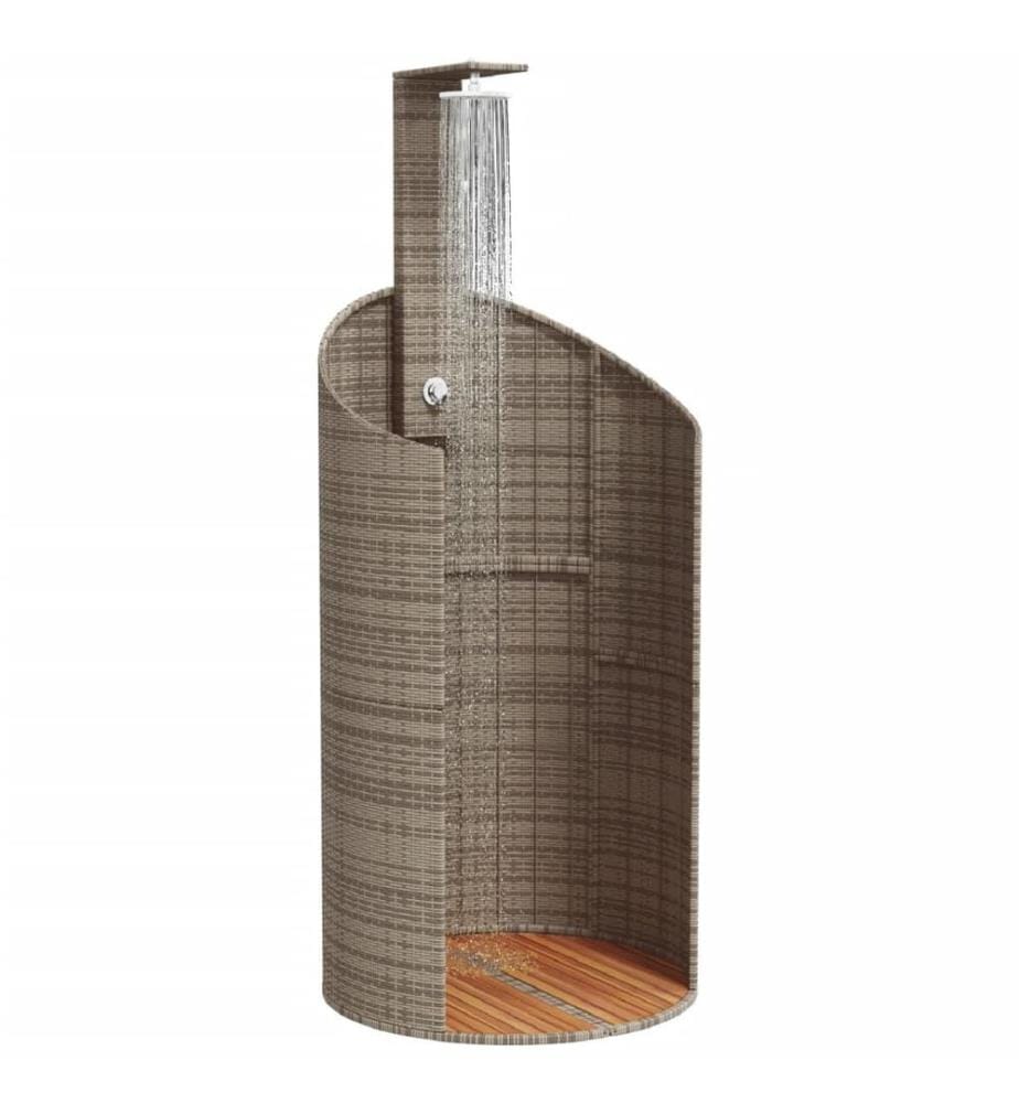 Gartendusche Grau 100x100x241,5 cm Poly Rattan Akazienholz
