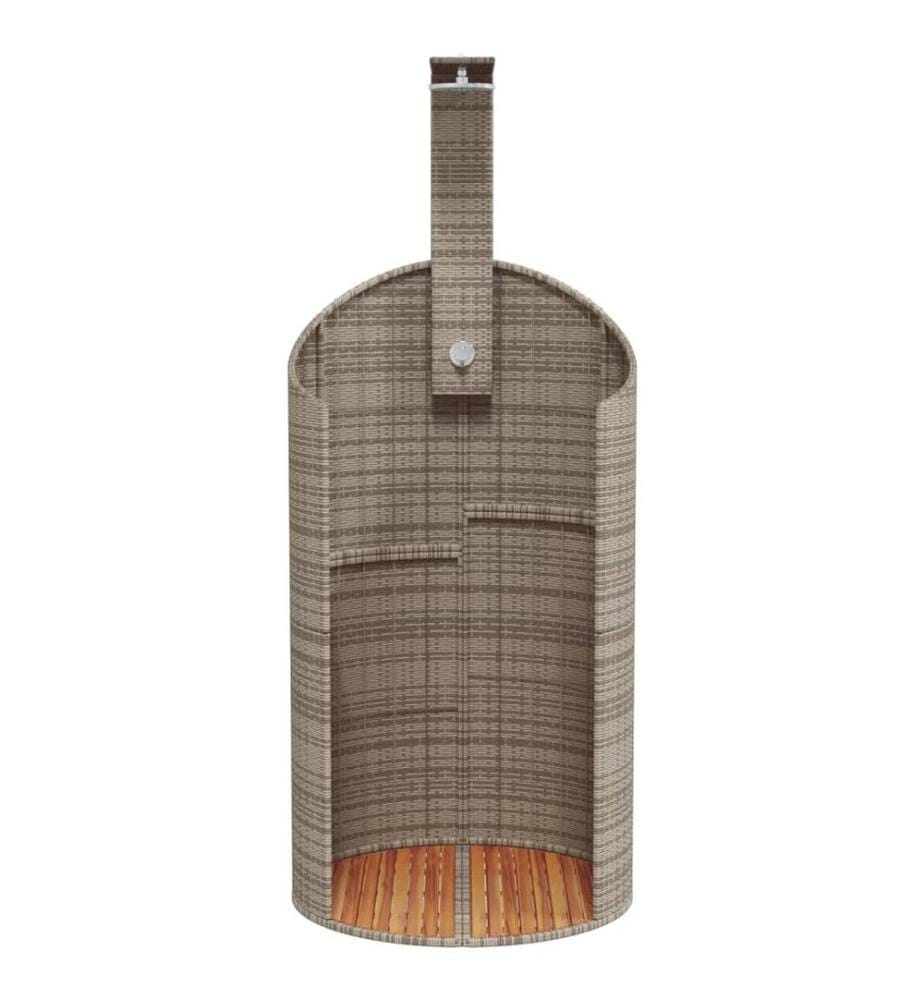 Gartendusche Grau 100x100x241,5 cm Poly Rattan Akazienholz