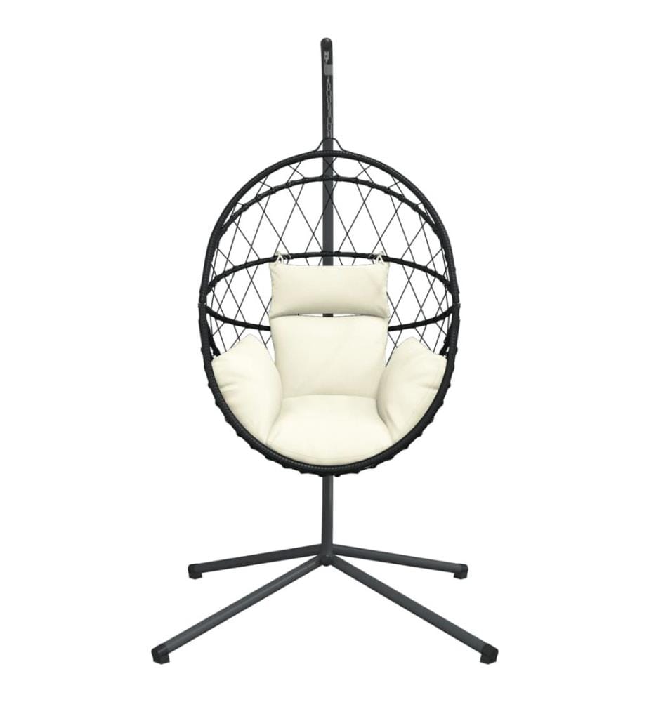 Hängesessel Ei-Design mit Ständer Beige Rattan und Stahl