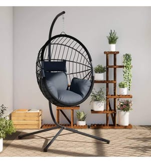 Chaise suspendue en forme d'oeuf avec support anthracite