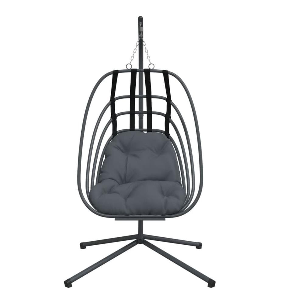 Fauteuil suspendu en forme d'oeuf avec support en acier anthracite