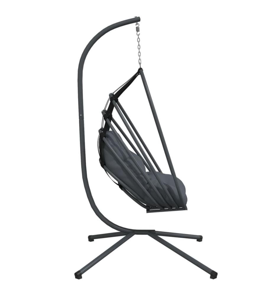 Fauteuil suspendu en forme d'oeuf avec support en acier anthracite