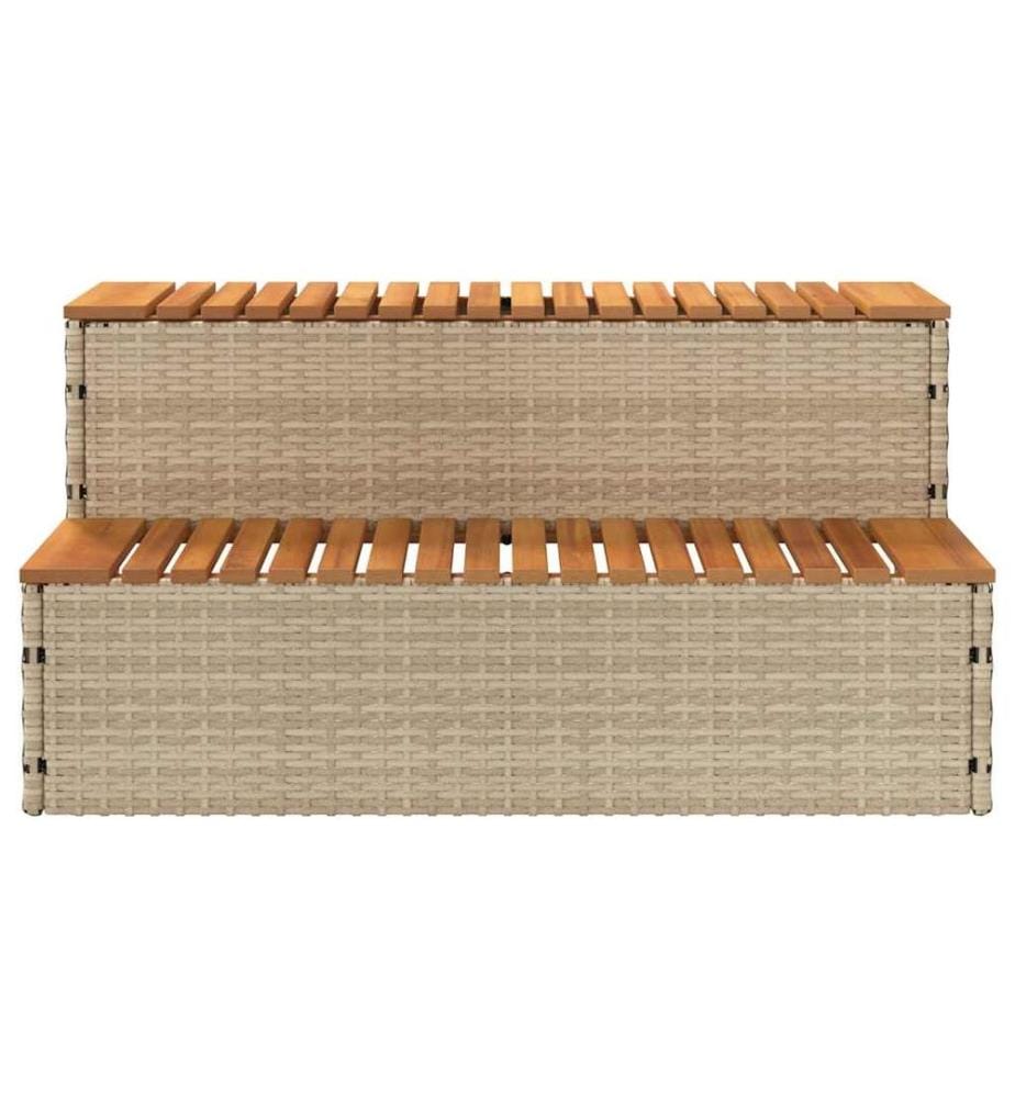 Marche bain remous beige 100x50x50,5 cm polyrotin acacia massif