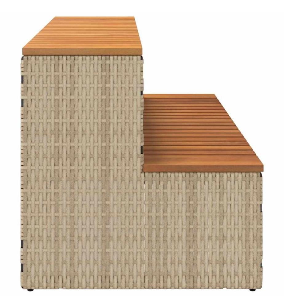Marche bain remous beige 100x50x50,5 cm polyrotin acacia massif