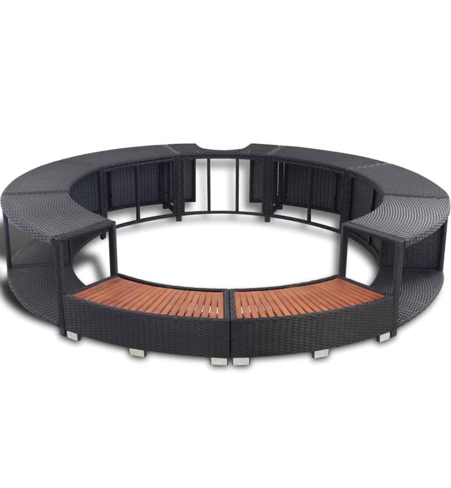 Whirlpool-Umrandung Schwarz Poly-Rattan