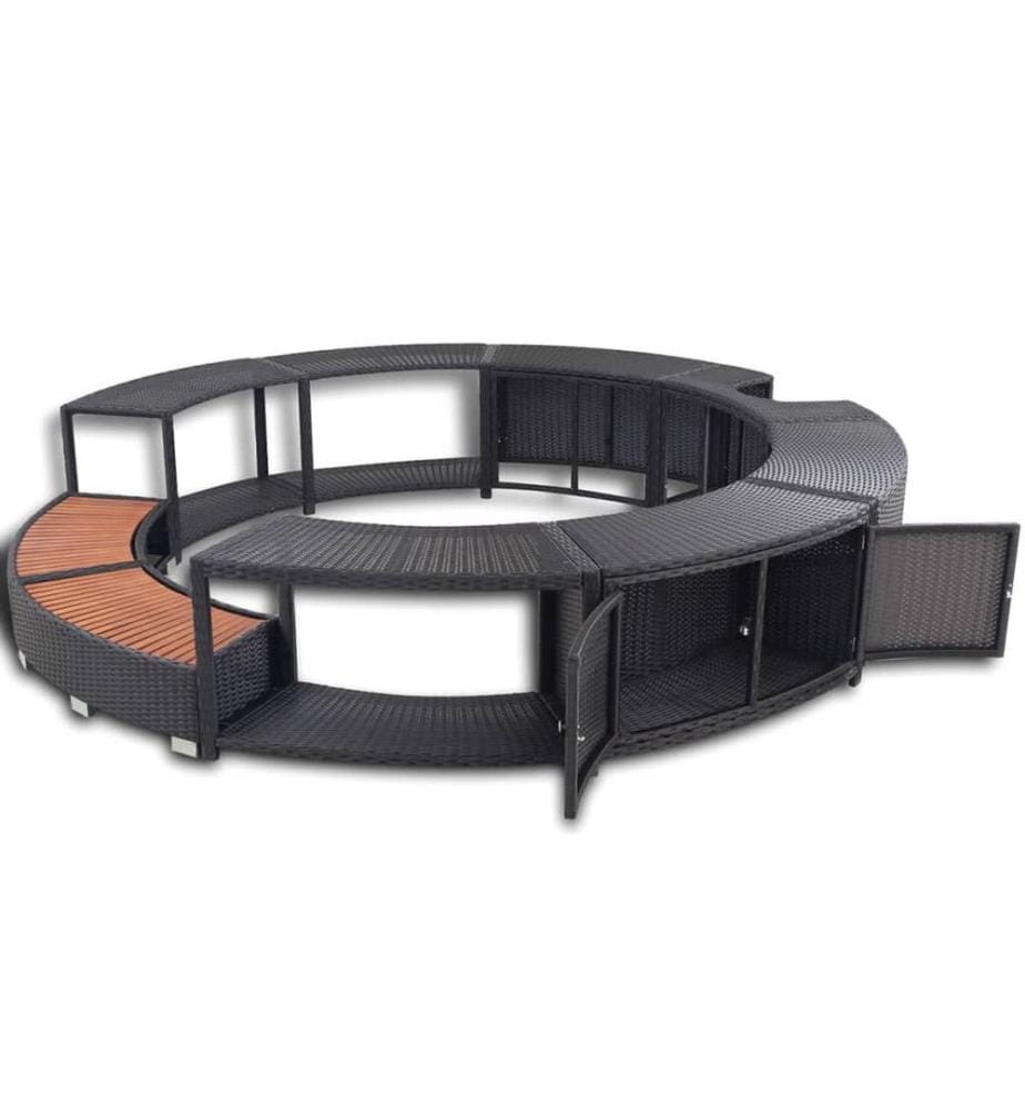 Whirlpool-Umrandung Schwarz Poly-Rattan