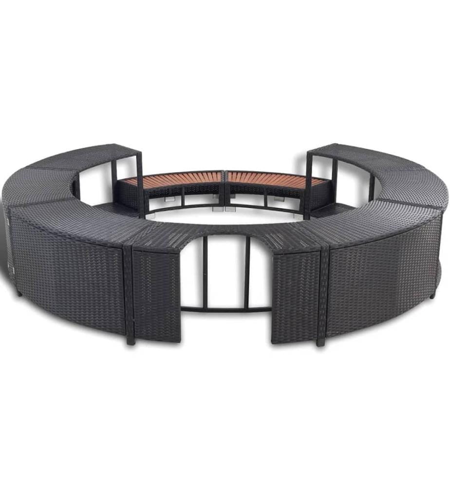 Whirlpool-Umrandung Schwarz Poly-Rattan