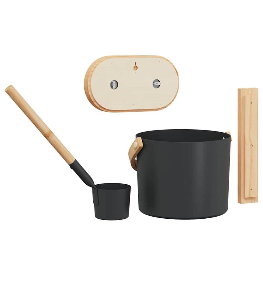 Ensemble d'accessoires de sauna 4 pcs Noir
