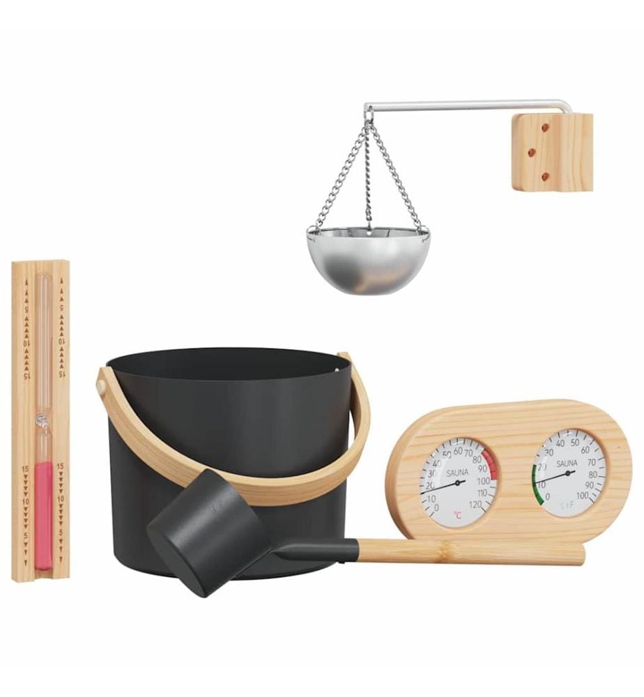 Ensemble d'accessoires de sauna 5 pcs Noir
