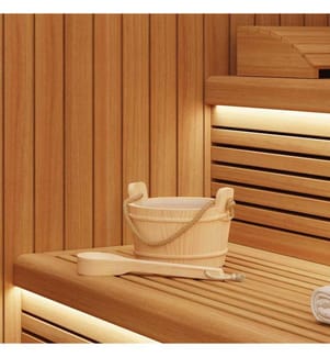 Sauna-Eimer 2 pcs Braun Massives Kiefernholz und Hanf