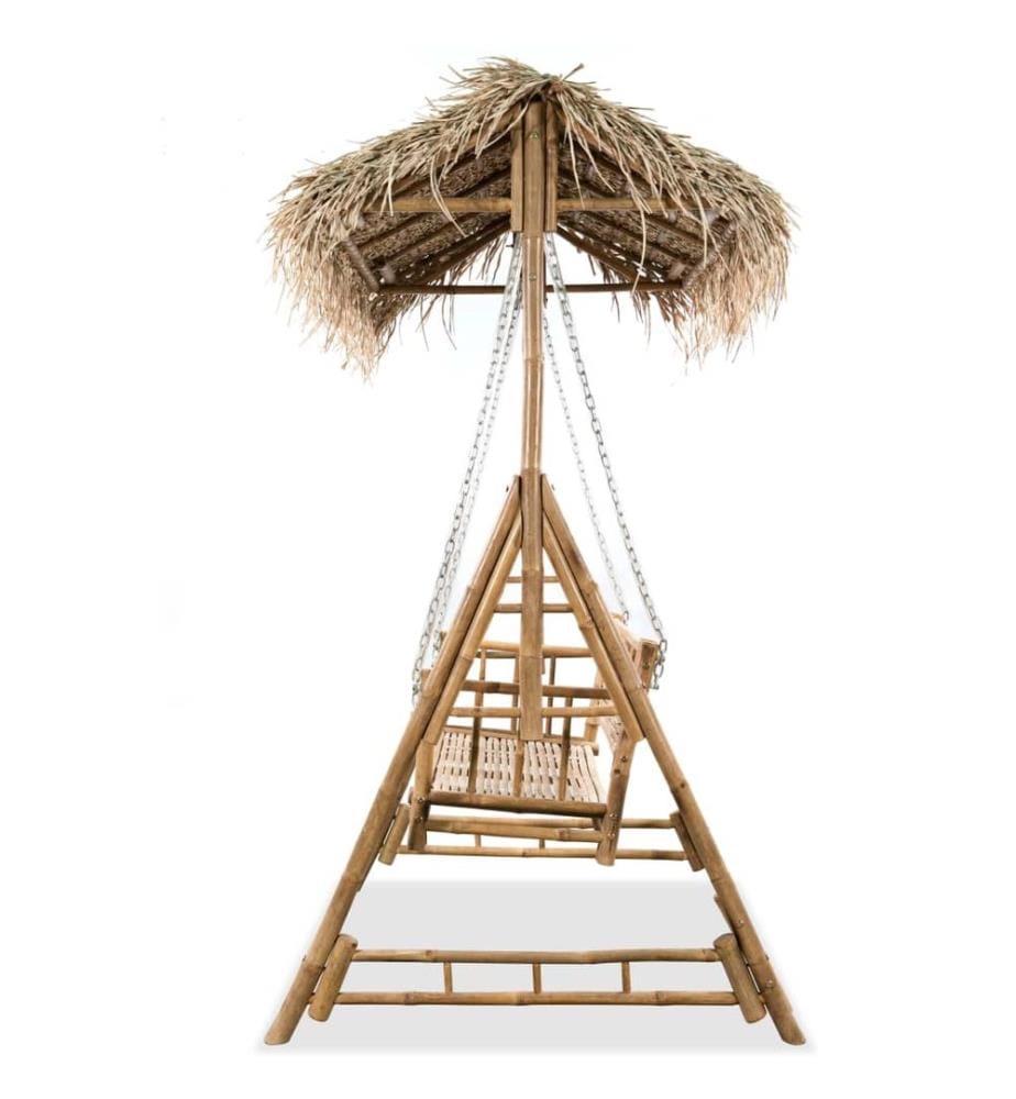 Hollywoodschaukel 2-Sitzer mit Palmblättern Bambus 202 cm