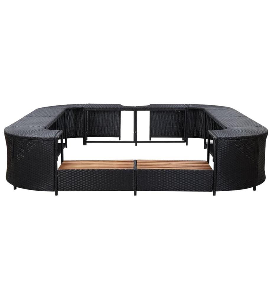 Whirlpool-Umrandung Quadratisch Schwarz 268x268x55 Poly Rattan