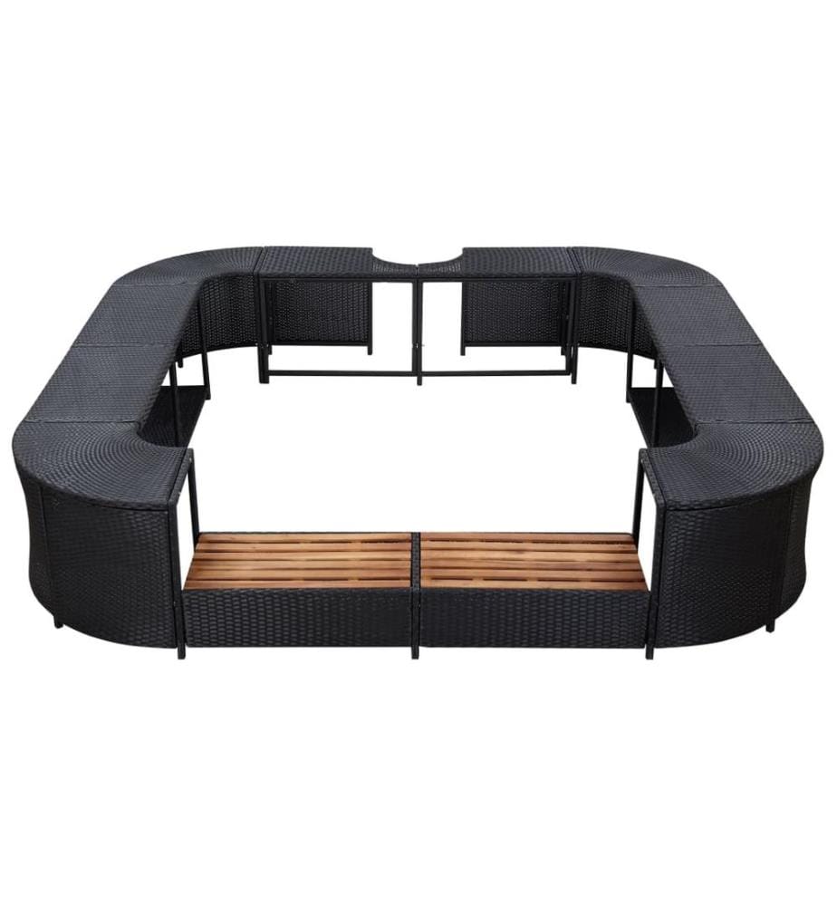 Whirlpool-Umrandung Quadratisch Schwarz 268x268x55 Poly Rattan
