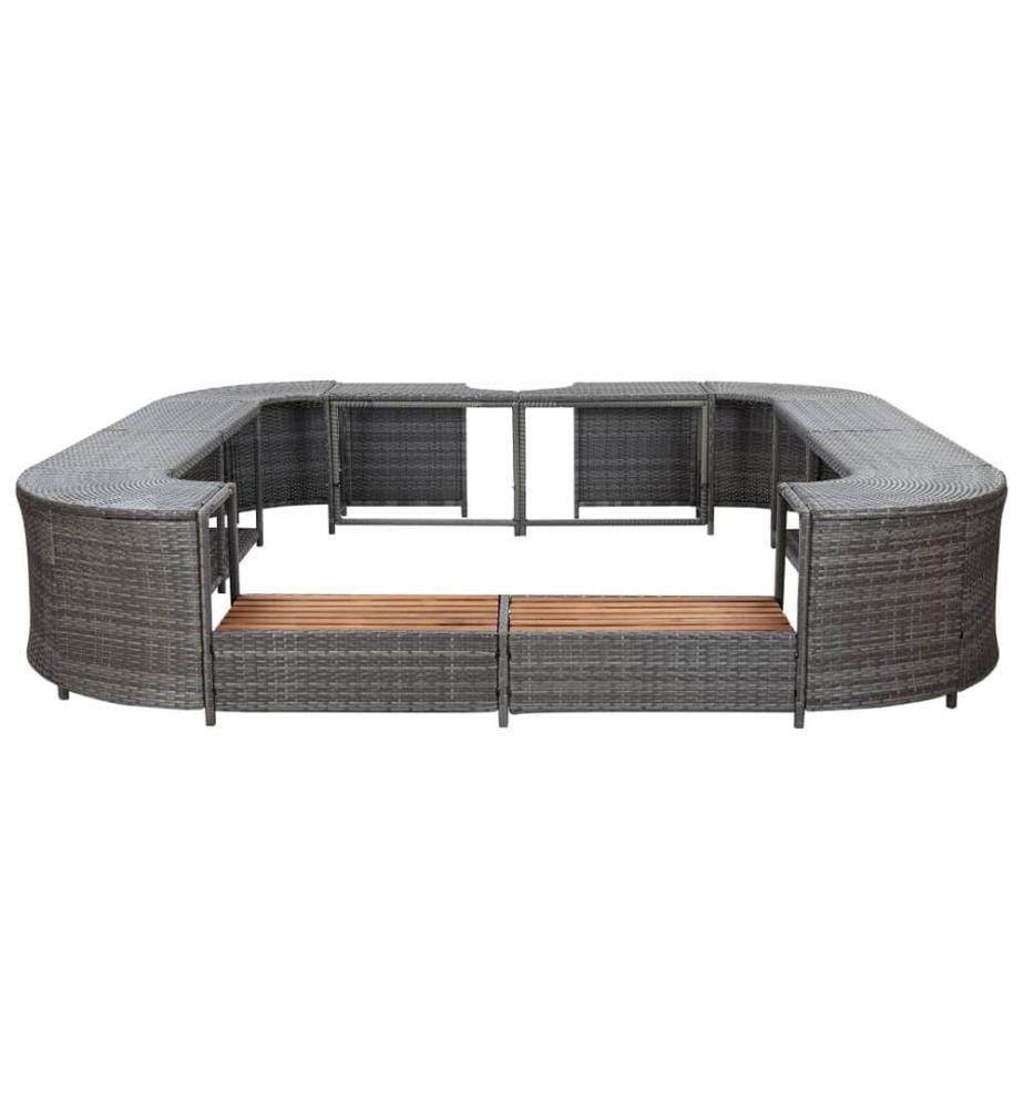 Whirlpool-Umrandung Quadratisch Grau 268x268x55 cm Poly Rattan