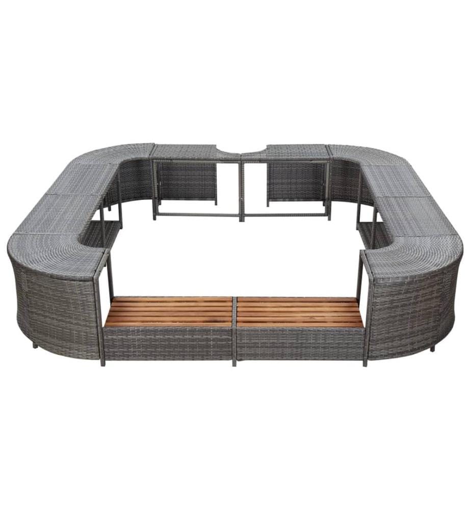 Whirlpool-Umrandung Quadratisch Grau 268x268x55 cm Poly Rattan