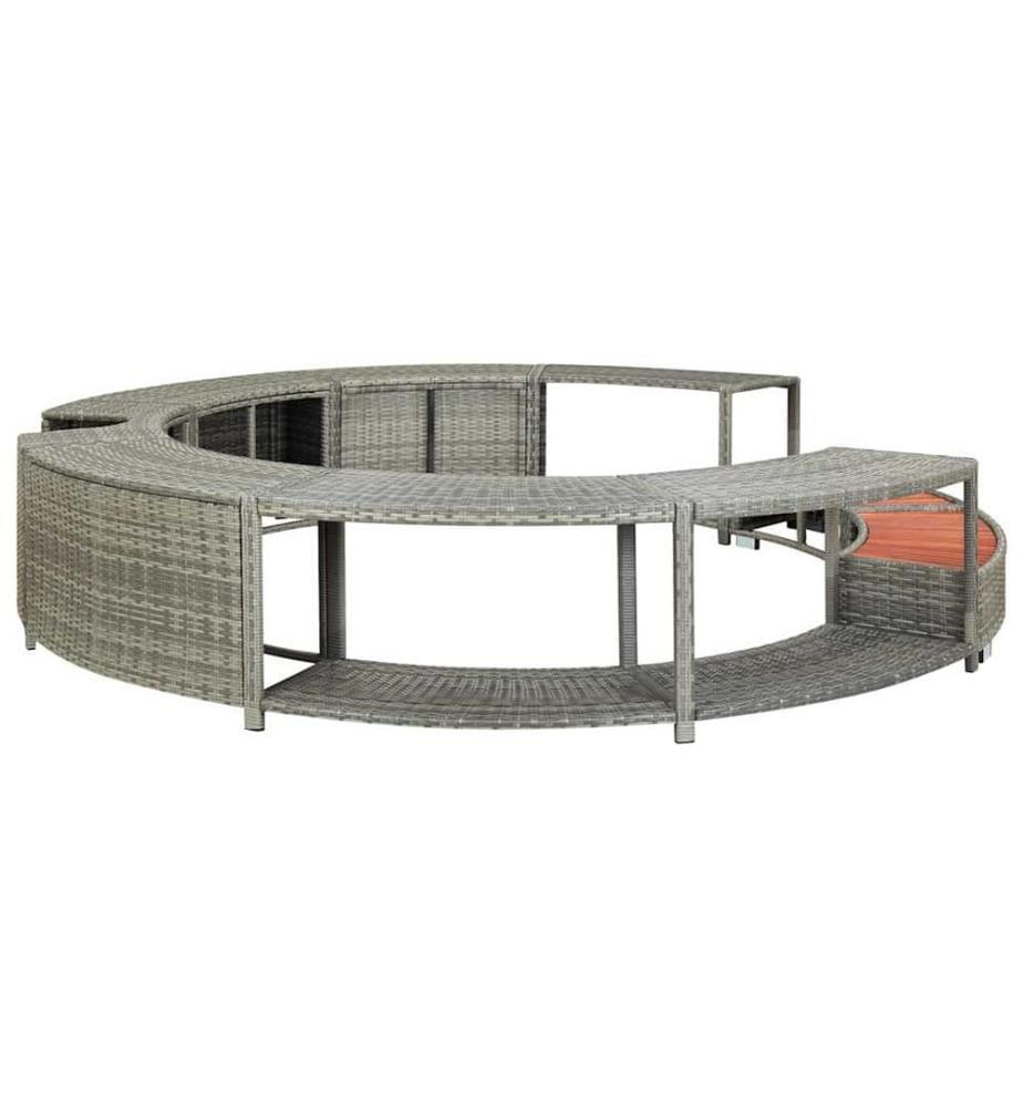Whirlpool-Umrandung Grau Poly Rattan