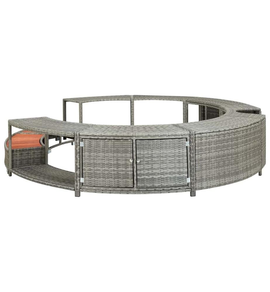 Whirlpool-Umrandung Grau Poly Rattan
