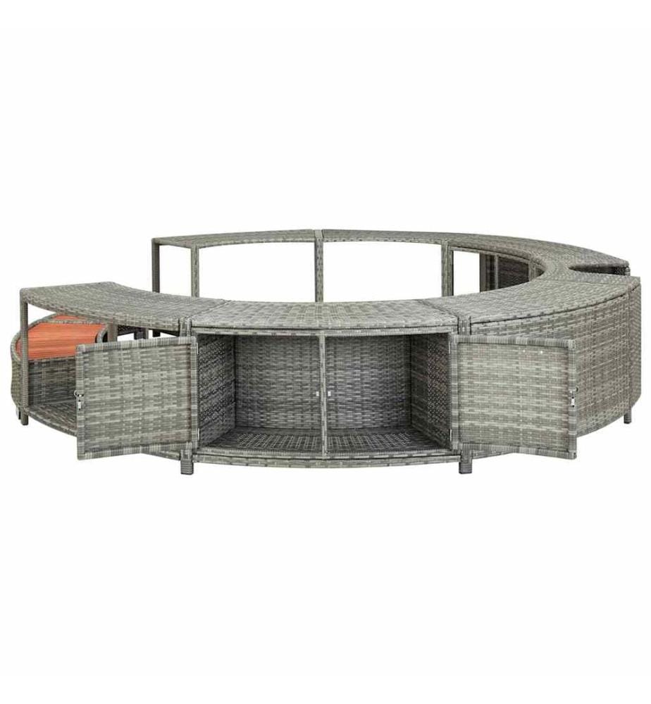 Whirlpool-Umrandung Grau Poly Rattan