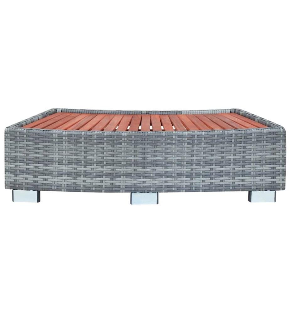 Spa-Einstiegsstufe Grau Poly Rattan 92×45×25 cm