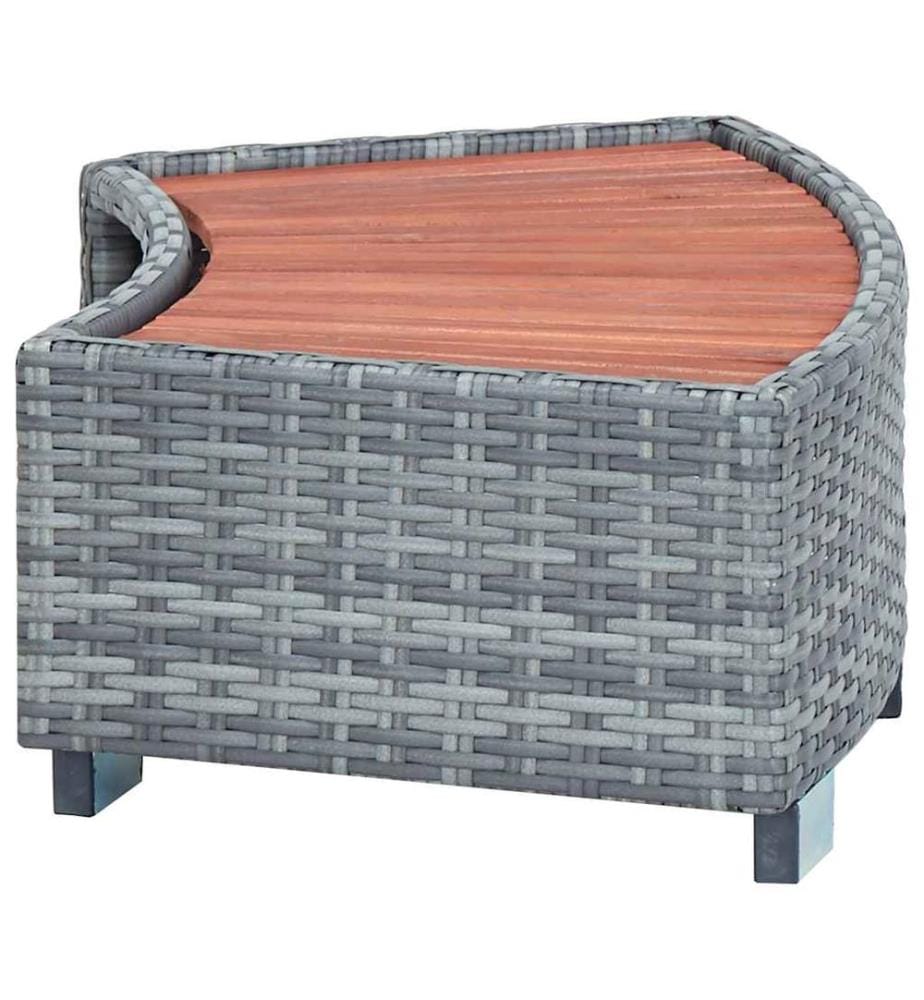 Spa-Einstiegsstufe Grau Poly Rattan 92×45×25 cm