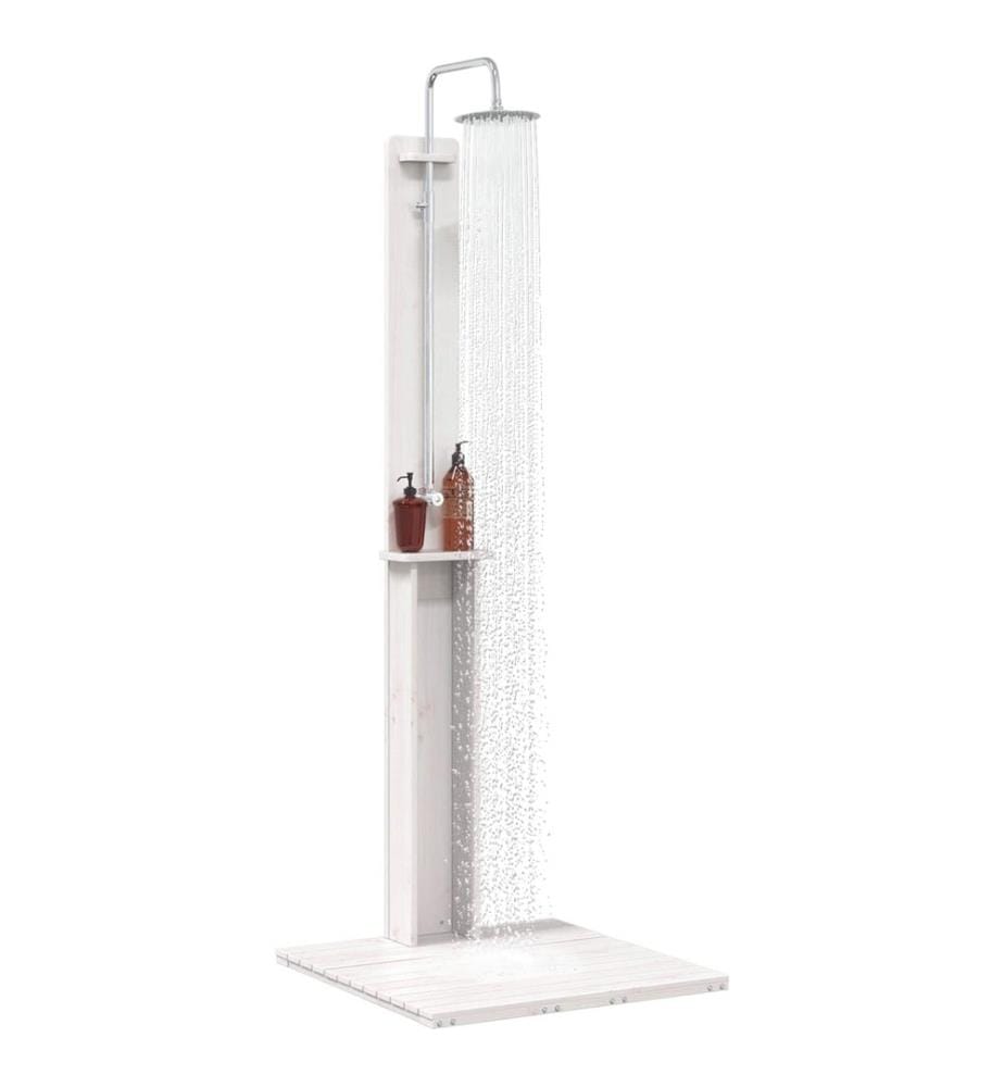 vidaXL Douche d'extérieur Blanc 75 x 76 x 217 cm Pin massif