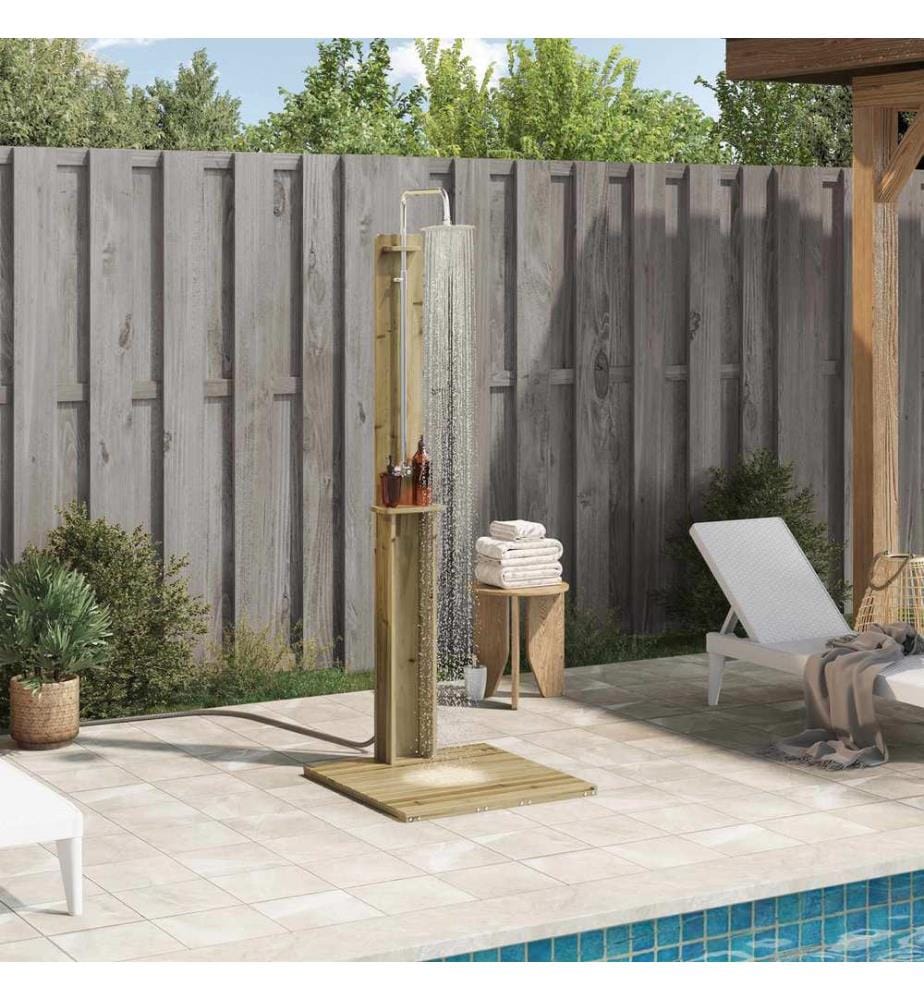 vidaXL Douche d'extérieur Naturel 75 x 76 x 217 cm Pinède imprégnée
