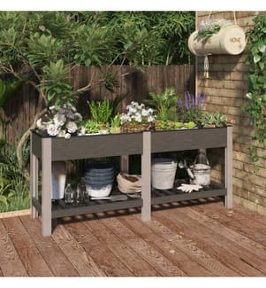 Garten-Hochbeet mit Ablage Grau 175x50x75 cm WPC