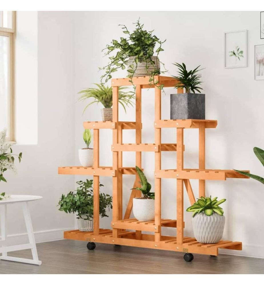 Blumenständer mit Rollen 110x25x101 cm Massivholz Tanne