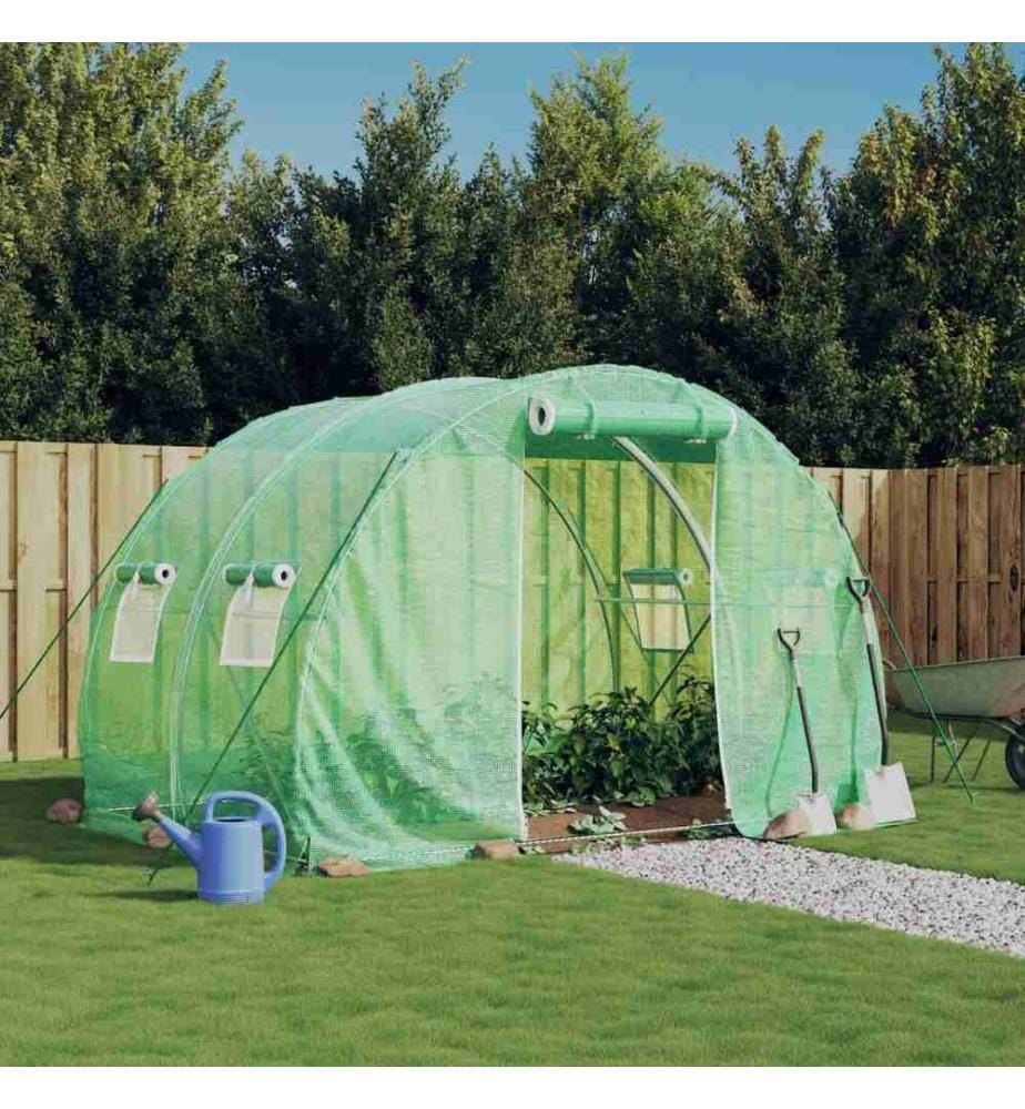 Gewächshaus mit Stahlrahmen Grün 6 m² 3x2x2 m