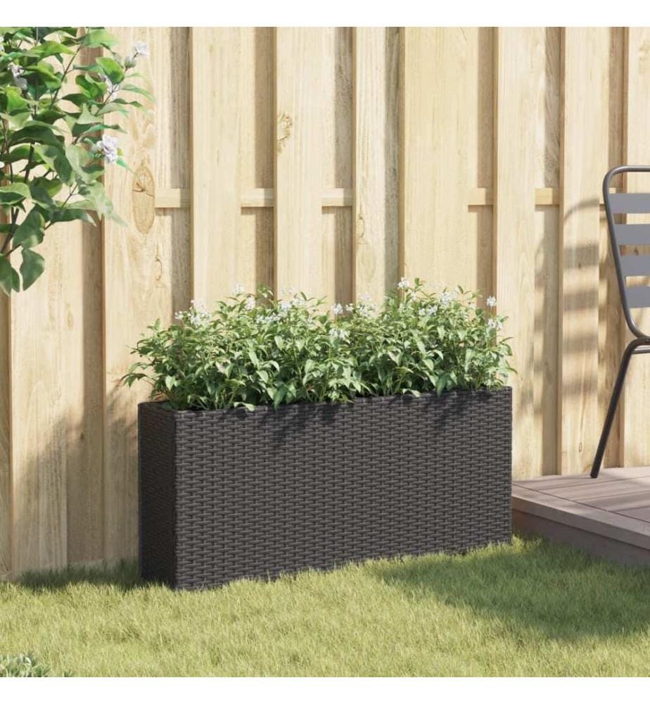 Hochbeet mit 2 Fächern Schwarz 90x20x40 cm Poly Rattan
