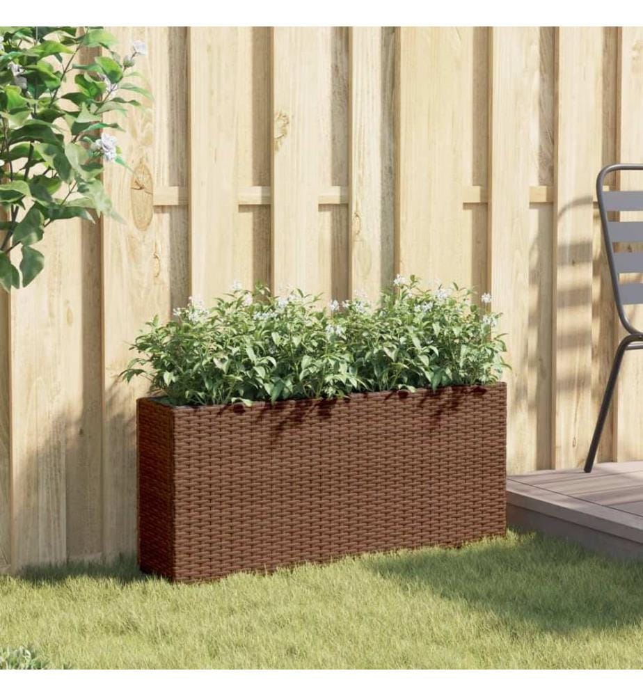 Hochbeet mit 2 Fächern Braun 90x20x40 cm Poly Rattan