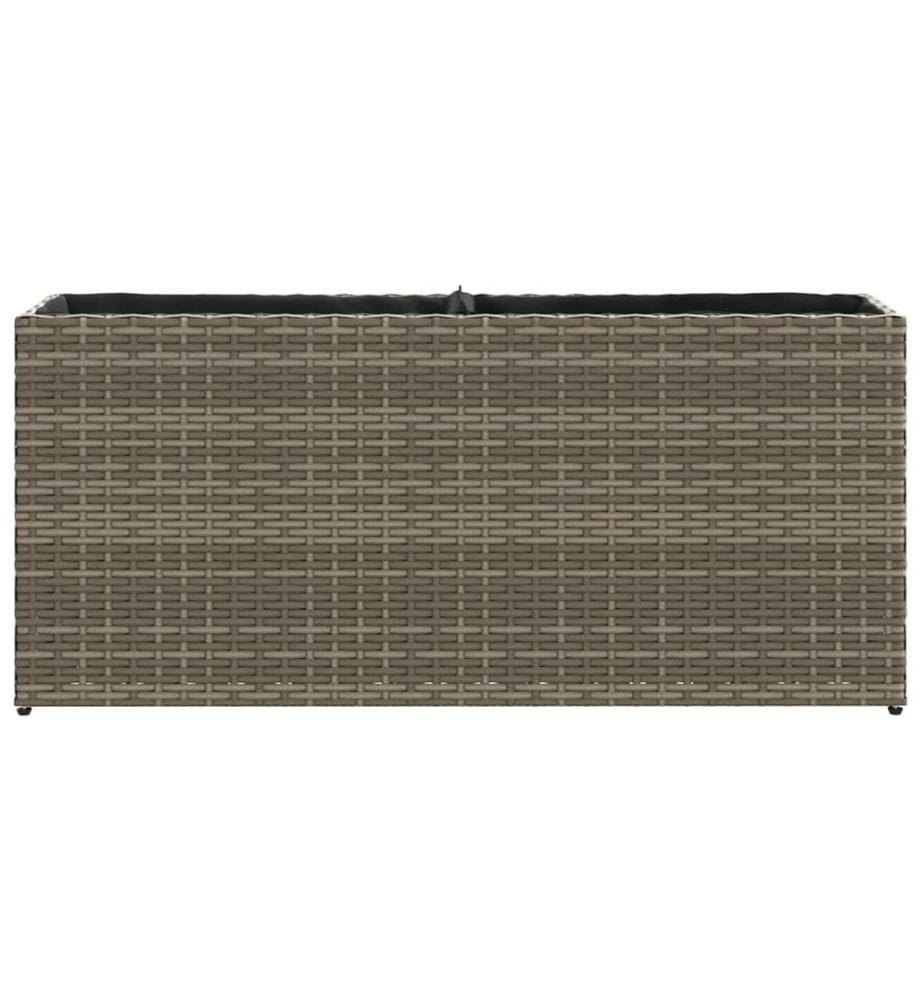 Hochbeet mit 2 Fächern Grau 90x20x40 cm Poly Rattan