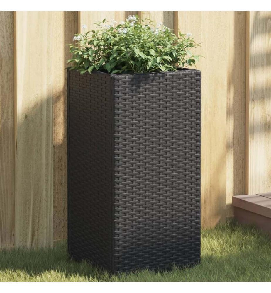 Pflanzkübel Schwarz 30x30x60 cm Poly Rattan