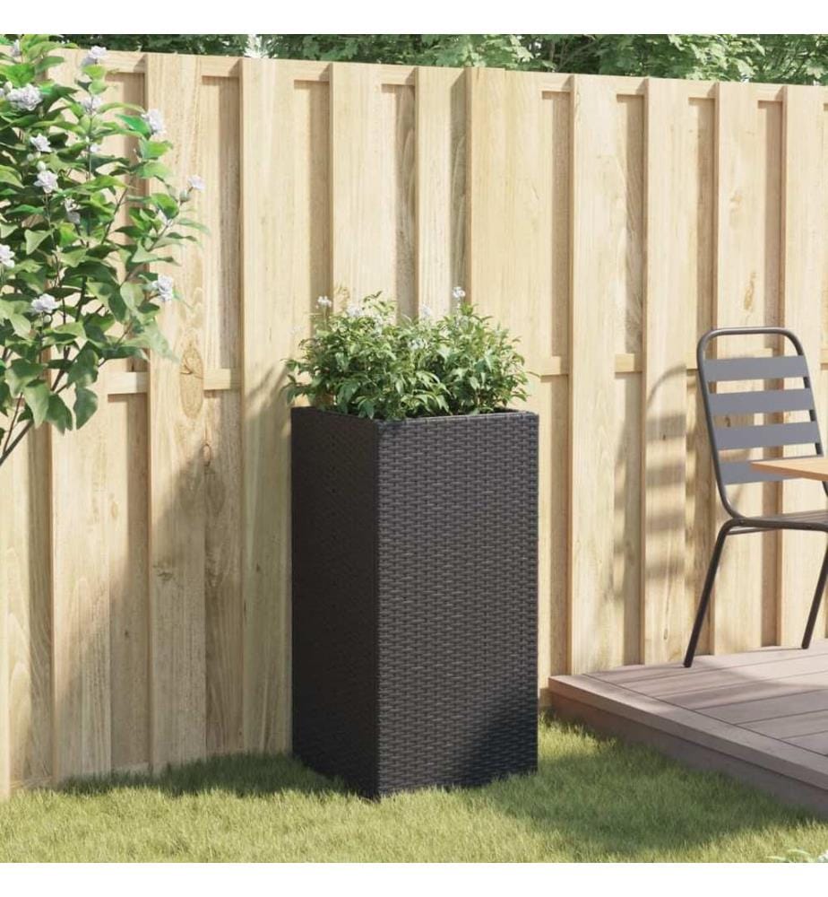 Pflanzkübel Schwarz 40x40x80 cm Poly Rattan