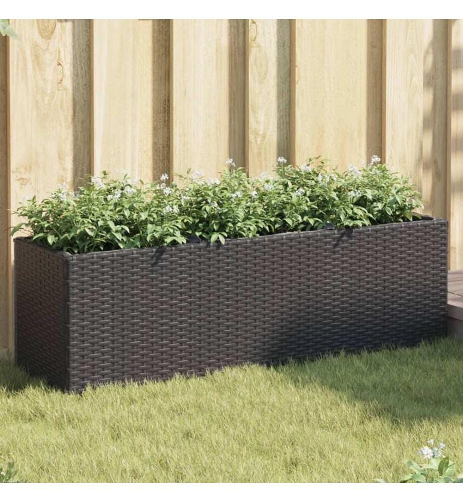 Hochbeet mit 3 Fächern Schwarz 105x30x32 cm Poly Rattan