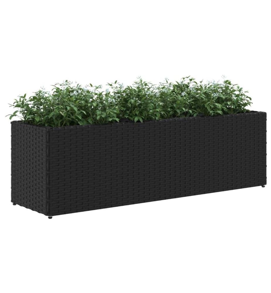 Hochbeet mit 3 Fächern Schwarz 105x30x32 cm Poly Rattan