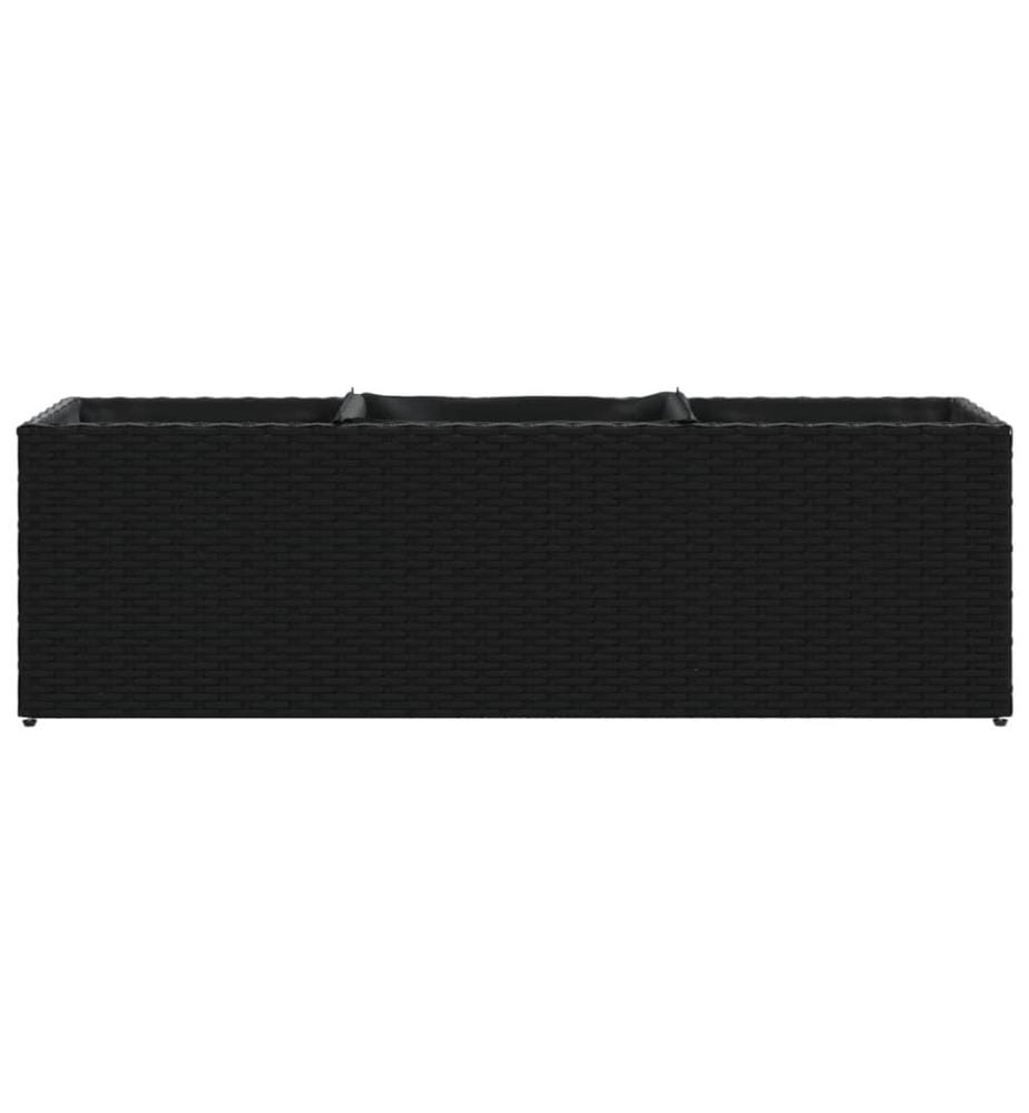 Hochbeet mit 3 Fächern Schwarz 105x30x32 cm Poly Rattan