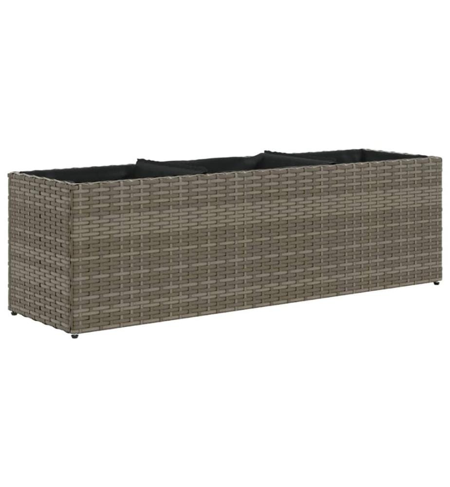 Hochbeet mit 3 Fächern Grau 105x30x32 cm Poly Rattan