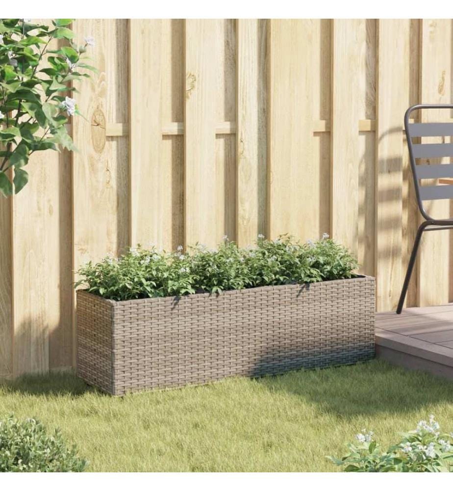 Hochbeet mit 3 Fächern Grau 105x30x32 cm Poly Rattan