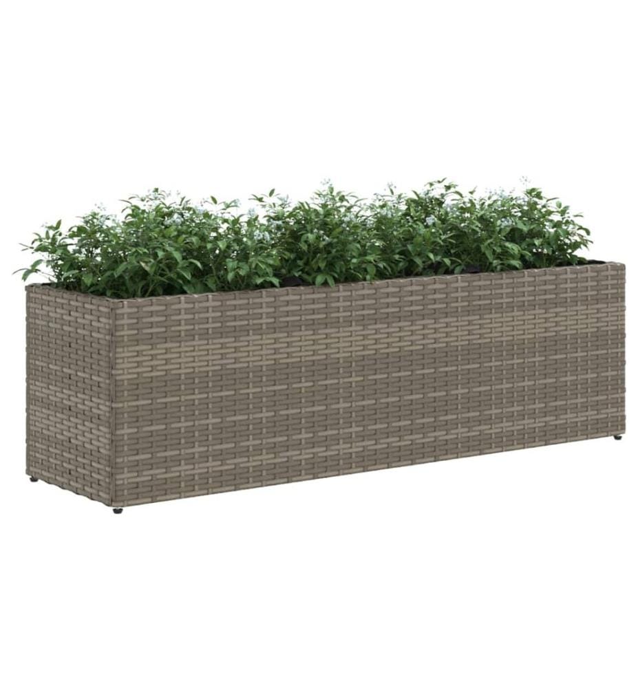 Hochbeet mit 3 Fächern Grau 105x30x32 cm Poly Rattan