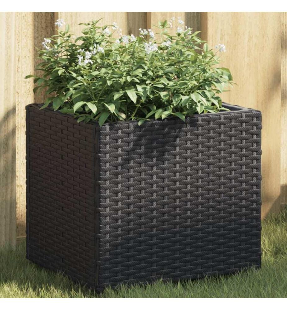 Pflanzkübel Schwarz 36x30x32 cm Poly Rattan