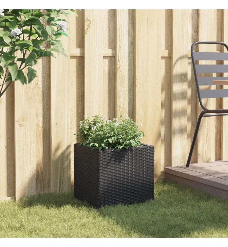 Pflanzkübel Schwarz 36x30x32 cm Poly Rattan